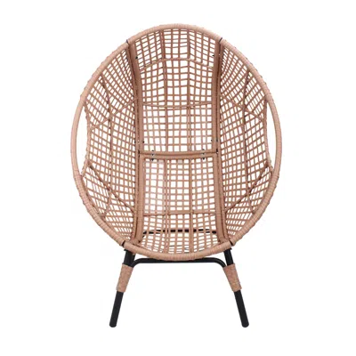 Wow Pioneer Arc Back Hanging Egg Chair Patio Swing For Indoor Outdoor Lounge In Brown