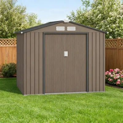 Wow Pioneer Compact Outdoor Garden And Tool Storage Shed With Foundation Kit In Brown