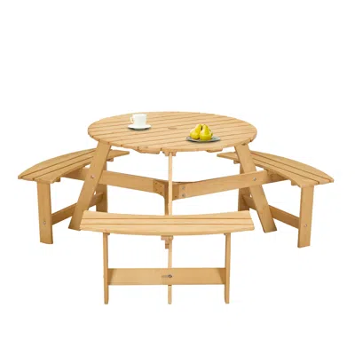 Wow Pioneer Outdoor 6 Person Picnic Table With Built-in Benches