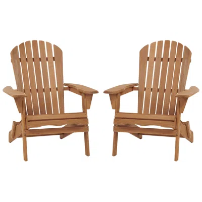 Wow Pioneer Outdoor Folding Adirondack Chair 2-piece Set For Patio & Garden