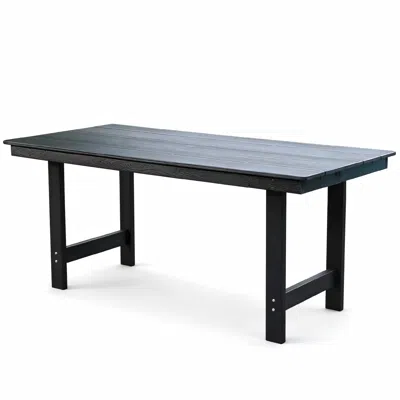 Wow Pioneer Outdoor Patio Dining Table For 4-6 People With Pre-drilled Umbrella Hole In Black