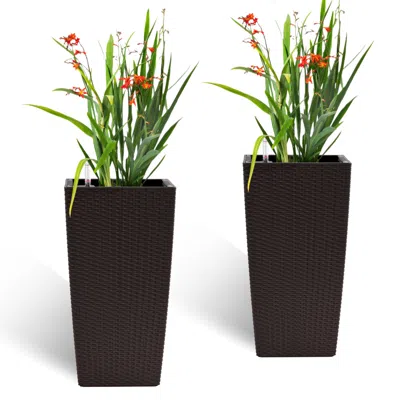 Wow Pioneer Pack Of 2 Square 22-inch High Planters For Home And Garden Use