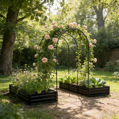 Wow Pioneer Raised Garden Bed With Arch Trellis Planter Set
