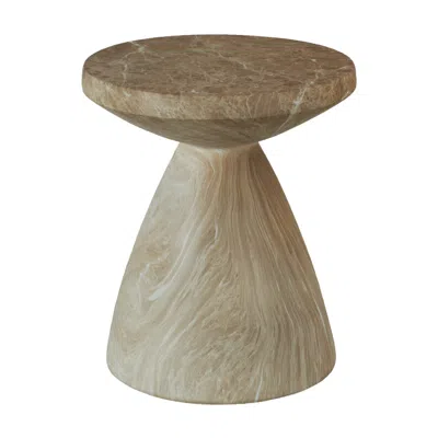 Wow Pioneer Round Side Table End Table Accent Garden Stool In Brown
