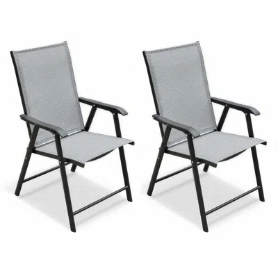 Wow Pioneer Stackable Outdoor Patio Chairs Set Of 2 Portable Lightweight Seating Option In Gray
