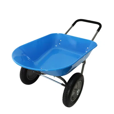 Wow Pioneer Two Wheeled Garden Trolley Heavy Duty Outdoor Utility Yard Cart In Blue