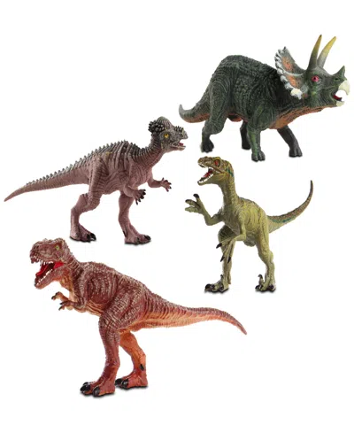 Wowworld Kids' Nkok Poseable Dinosaurs Playset Medium 4-pack Set 3321 T-rex, Triceratops, Pachycephalosaurus, Veloc In Multi