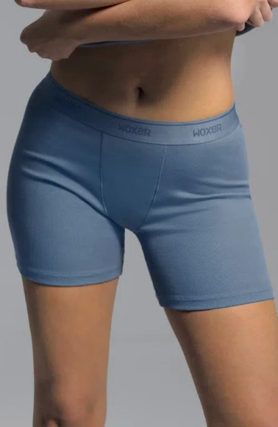 Woxer Baller Pima Cotton Blend Rib Boxer Briefs In Blue