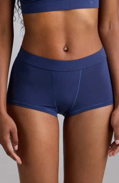 Woxer Luxe Bold Stretch Modal Boyshorts In Blue