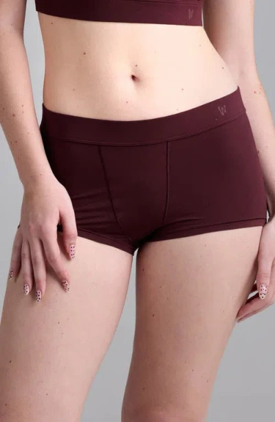 Woxer Luxe Bold Stretch Modal Boyshorts In Burgundy