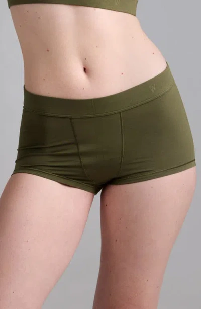 Woxer Luxe Bold Stretch Modal Boyshorts In Green
