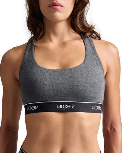 Woxer Ultra-soft Boss Racer Bralette In Gray