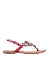 Woz? Woman Thong Sandal Red Size 7 Leather, Textile Fibers In Red
