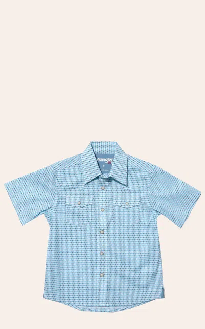 Wrangler 20x Boy's Turquoise Geo Print Western Shirt In Blue