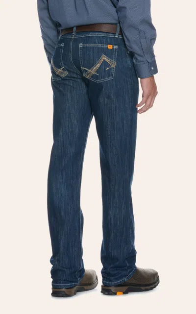 Wrangler 20x No. 42 Men's Fr Dark Wash Boot Cut Work Jeans In Blue