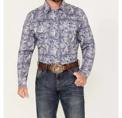 Wrangler Advanced Comfort Paisley Snap Shirt In Blue/multi