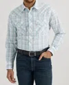 Wrangler Advanced Comfort Snap Men's Shirt In White/green In White