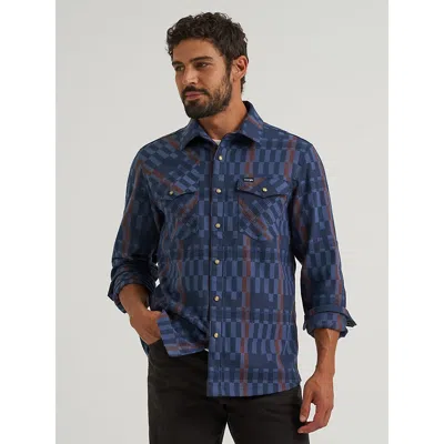 Wrangler All Terrain Gear Men's Flannel Shirt Jacket In Indigo In Blue