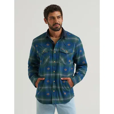 Wrangler All Terrain Gear Men's Lined Flannel Shirt Jacket In Green