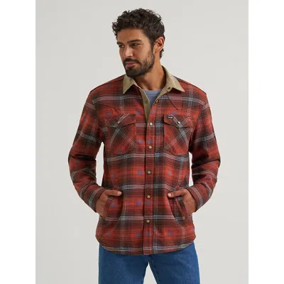 Wrangler All Terrain Gear Men's Lined Flannel Shirt Jacket In Red