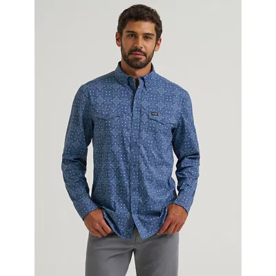 Wrangler All Terrain Gear Men's Live-in Print Shirt In Vintage Indigo In Blue