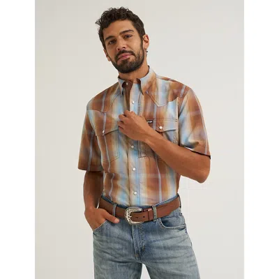 Wrangler All Terrain Gear Men's Performance Plaid Shirt In Turbulence In Multi