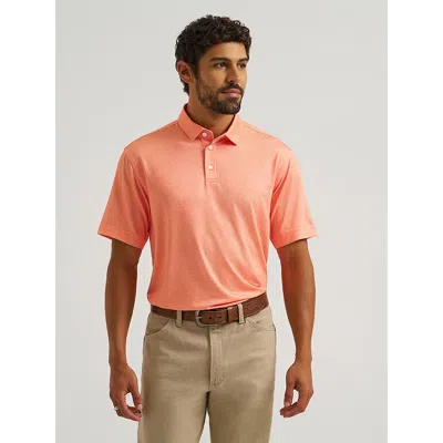 Wrangler All Terrain Gear Men's Performance Polo Shirt In Peach Echo In Orange