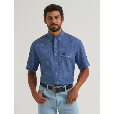 Wrangler All Terrain Gear Men's Performance Print Shirt In Indigo In Blue
