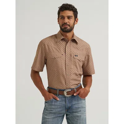 Wrangler All Terrain Gear Men's Performance Print Shirt In Kelp In Brown