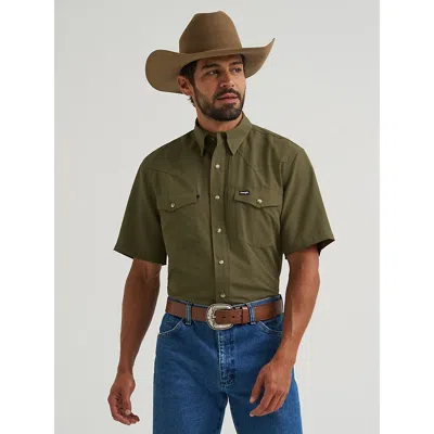 Wrangler All Terrain Gear Men's Performance Solid Shirt In Olive Night In Green