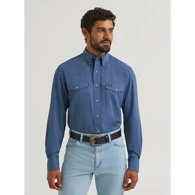 Wrangler All Terrain Gear Men's Performance Solid Shirt In Vintage Indigo In Blue