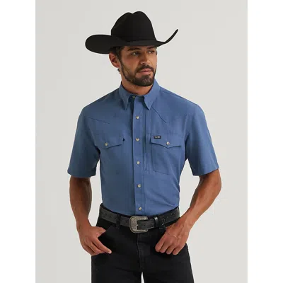 Wrangler All Terrain Gear Men's Performance Solid Shirt In Vintage Indigo In Blue