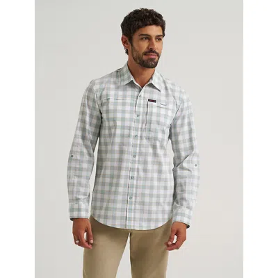 Wrangler All Terrain Gear Men's Plaid Hike To Fish Shirt In White Check