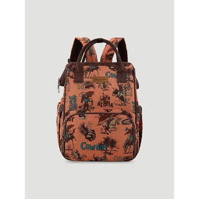 Wrangler Aloha Cowboy Print Backpack In Dark Brown