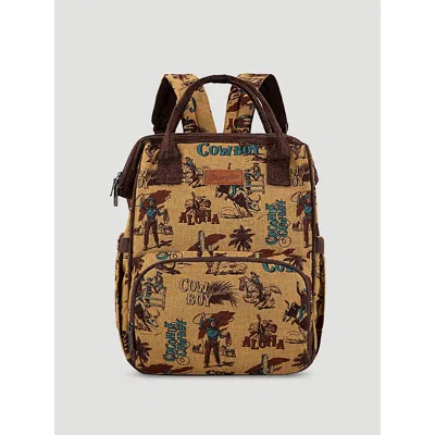 Wrangler Aloha Cowboy Print Backpack In Dark Yellow Multi