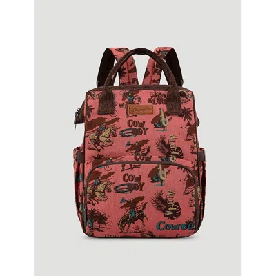 Wrangler Aloha Cowboy Print Backpack In Hot Pink