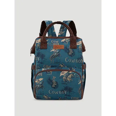 Wrangler Aloha Cowboy Print Backpack In Jean Blue