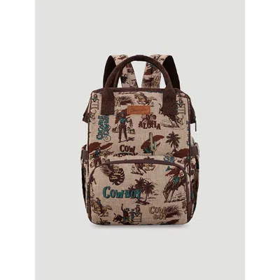 Wrangler Aloha Cowboy Print Backpack In Tan In Brown