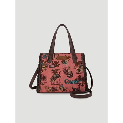 Wrangler Aloha Cowboy Print Small Tote In Hot Pink