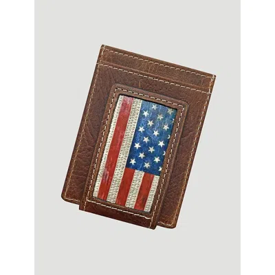 Wrangler American Flag Money Clip In Brown