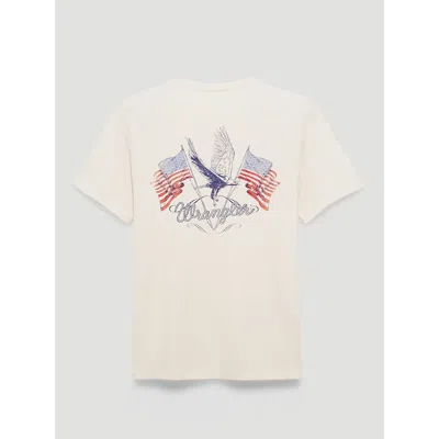 Wrangler American Flag Pole Back Graphic T-shirt In Antique White In Neutral