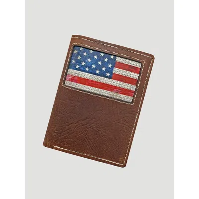 Wrangler American Flag Tri-fold Wallet In Brown