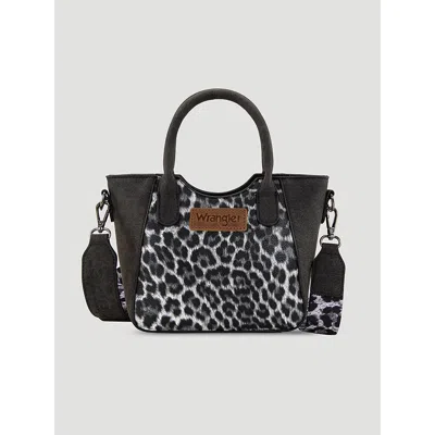 Wrangler Animal Print Leather Trim Tote In Black