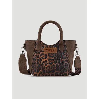 Wrangler Animal Print Leather Trim Tote In Coffee In Brown