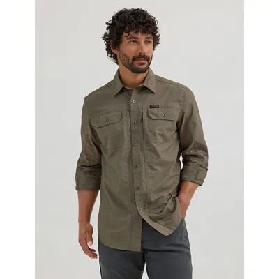 Wrangler Atg™ Men's Mixed Material Shirt In Bungee Cord In Brown