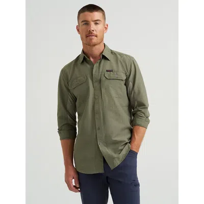 Wrangler Atg™ Men's Mixed Material Shirt In Dusty Olive In Green