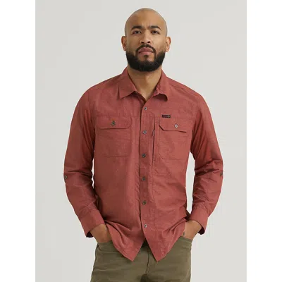 Wrangler Atg™ Men's Mixed Material Shirt In Mahogany In Burgundy