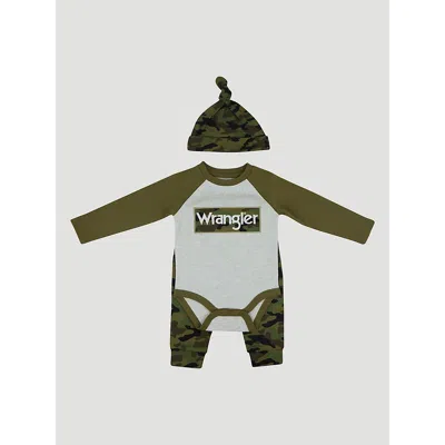 Wrangler Kids' Baby Bodysuit & Jogger Set In Camo In Green