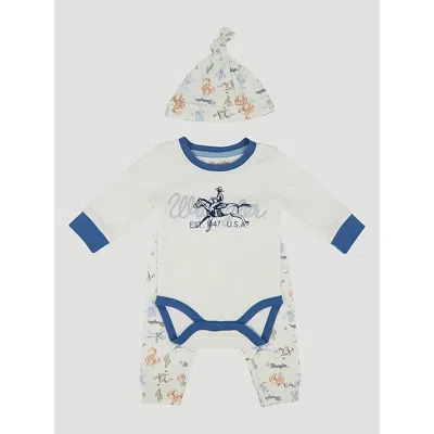 Wrangler Kids' Baby Bodysuit & Jogger Set In Cowboy Logo In White
