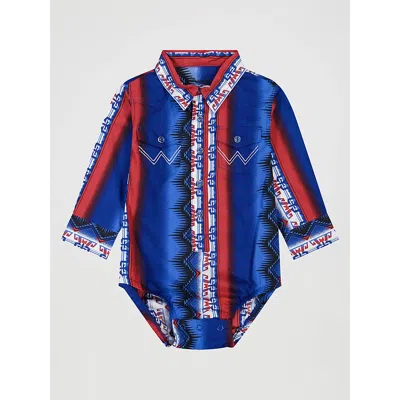 Wrangler Kids' Baby Boy's Long Sleeve Checotah Western Snap Bodysuit In Old Glory In Blue